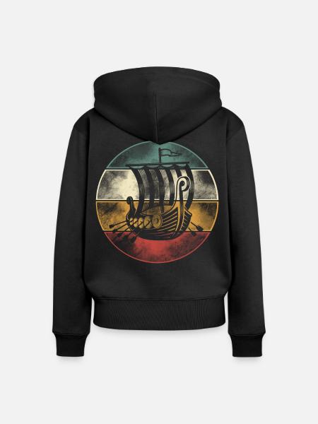 Wikinger Boot, Drachenboot Langschiff - Frauen Premium Bio Zip Hoodie - Schwarz