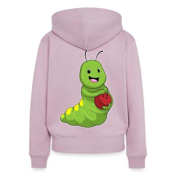Boule de bowling Chenille - Sweat à capuche zippé Premium bio Femme - rose poudré - Dos - Julia (174cm)