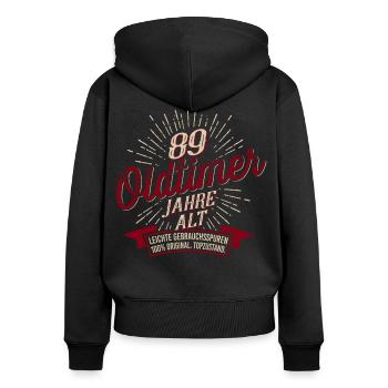 89. Geburtstag Oldtimer - Frauen Premium Bio Zip Hoodie - Schwarz - Hinten - Julia (174cm)