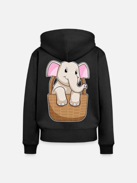 Elefant Korb - Frauen Premium Bio Zip Hoodie - Schwarz