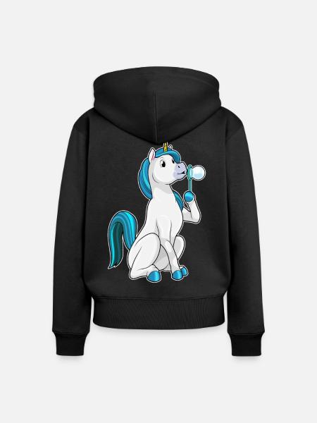 Einhorn Seifenblasen - Frauen Premium Bio Zip Hoodie - Schwarz