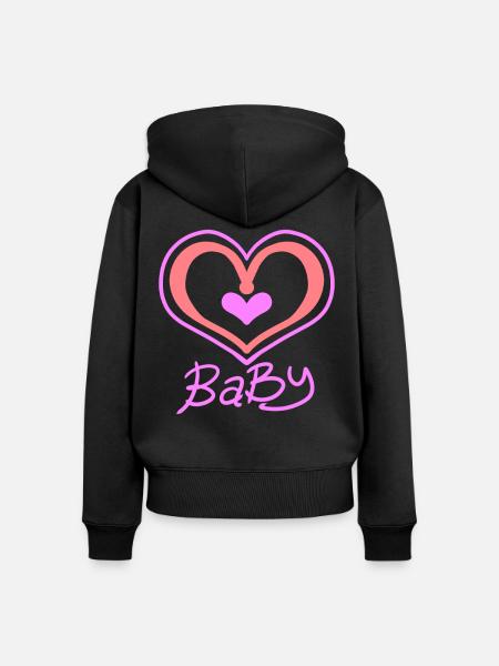 Baby Herz - Frauen Premium Bio Zip Hoodie - Schwarz