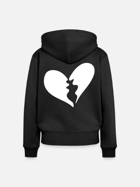 Gebrochenes Herz - Frauen Premium Bio Zip Hoodie - Schwarz