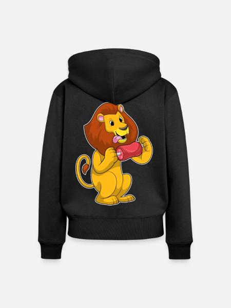 Löwe Fleisch - Frauen Premium Bio Zip Hoodie - Schwarz