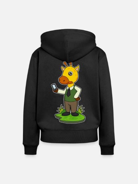 Giraffe Smartphone - Frauen Premium Bio Zip Hoodie - Schwarz