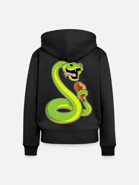 Schlange Hähnchen - Frauen Premium Bio Zip Hoodie - Schwarz