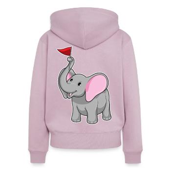Drapeau des éléphants - Sweat à capuche zippé Premium bio Femme - rose poudré - Dos - Julia (174cm)