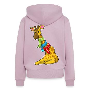 Écharpe girafe - Sweat à capuche zippé Premium bio Femme - rose poudré - Dos - Julia (174cm)