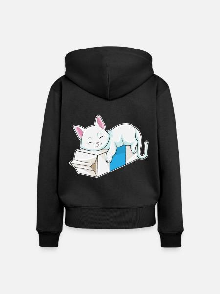 Katze Milch - Frauen Premium Bio Zip Hoodie - Schwarz