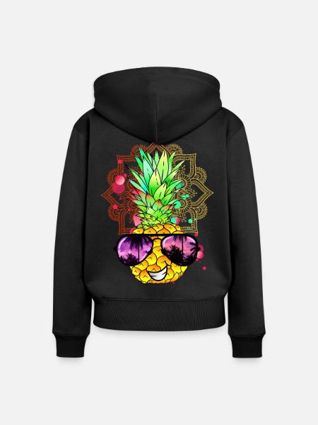 Ananas Mandala - Frauen Premium Bio Zip Hoodie - Schwarz