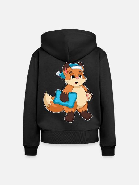 Fuchs Schlafen Nachtmütze - Frauen Premium Bio Zip Hoodie - Schwarz