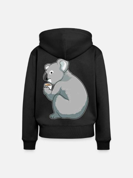 Koala Kaffee Tasse - Frauen Premium Bio Zip Hoodie - Schwarz