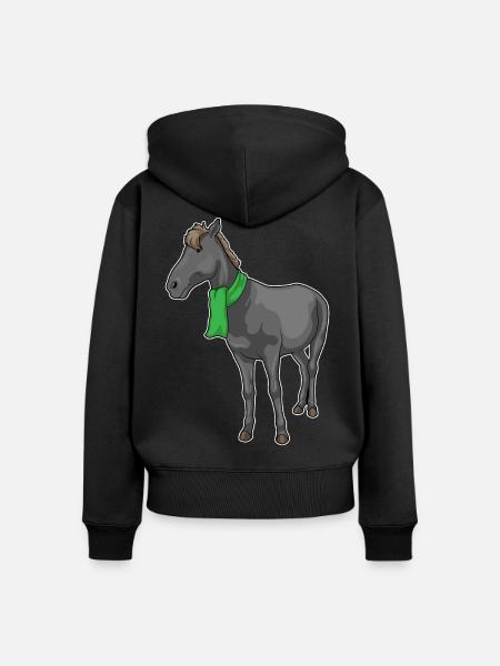 Pferd Schal - Frauen Premium Bio Zip Hoodie - Schwarz