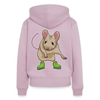 Souris patins à glace - Sweat à capuche zippé Premium bio Femme - rose poudré - Dos - Julia (174cm)