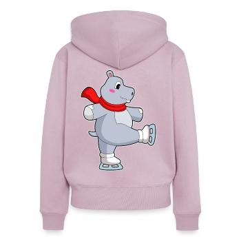 Patins à glace Hippo - Sweat à capuche zippé Premium bio Femme - rose poudré - Dos - Julia (174cm)