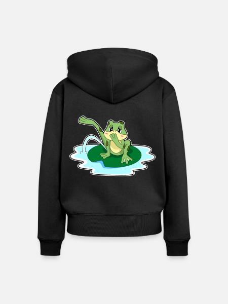 Frosch Toilette - Frauen Premium Bio Zip Hoodie - Schwarz