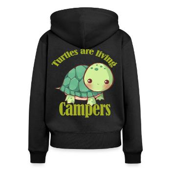 Les tortues sont des caravanes vivantes - Sweat à capuche zippé Premium bio Femme - noir - Dos - Julia (174cm)