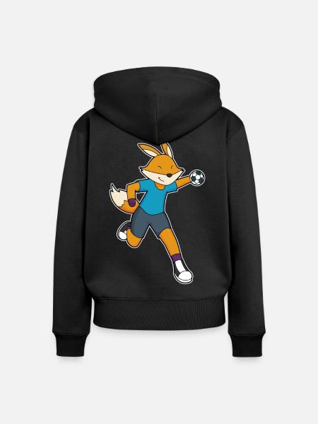 Fuchs Handballspieler Handball - Frauen Premium Bio Zip Hoodie - Schwarz