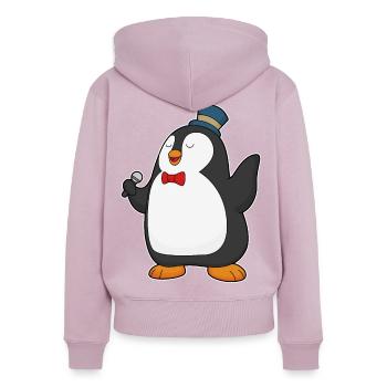 Chant du micro Penguin Singer - Sweat à capuche zippé Premium bio Femme - rose poudré - Dos - Julia (174cm)