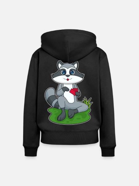 Waschbär Poker Pokerkarten - Frauen Premium Bio Zip Hoodie - Schwarz