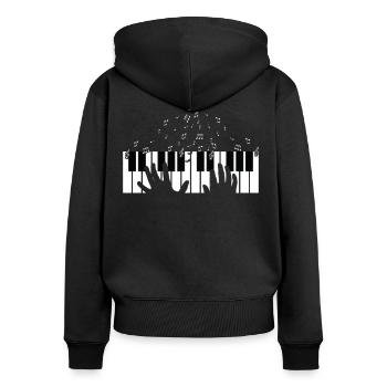 Klaviertasten - Frauen Premium Bio Zip Hoodie - Schwarz - Hinten - Julia (174cm)