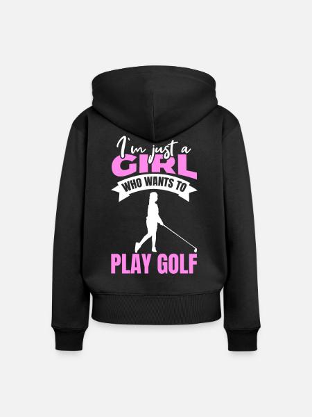Golfer Mädchen - Frauen Premium Bio Zip Hoodie - Schwarz