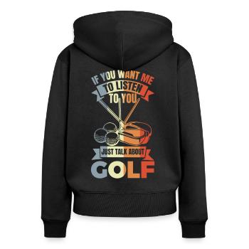 Bester Golfer Witz - Frauen Premium Bio Zip Hoodie - Schwarz - Hinten - Julia (174cm)