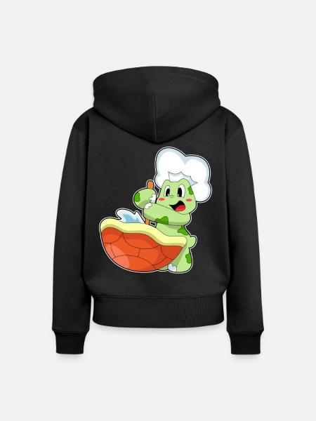 Schildkröte Koch Kochtopf Kochen - Frauen Premium Bio Zip Hoodie - Schwarz