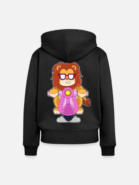 Löwe Motorroller - Frauen Premium Bio Zip Hoodie - Schwarz
