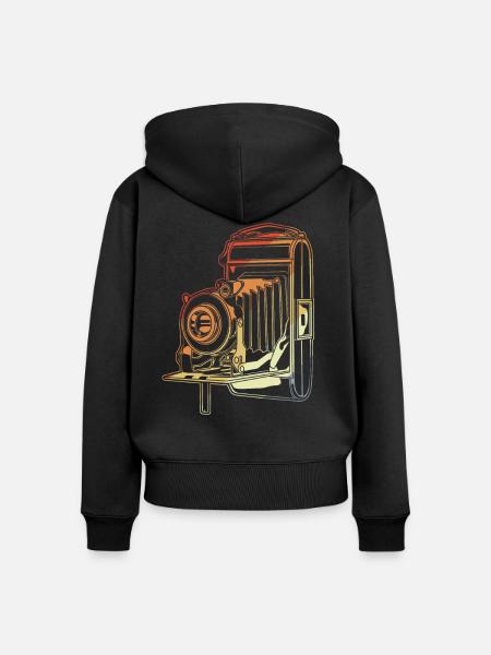 Oldschool Kamera - Frauen Premium Bio Zip Hoodie - Schwarz