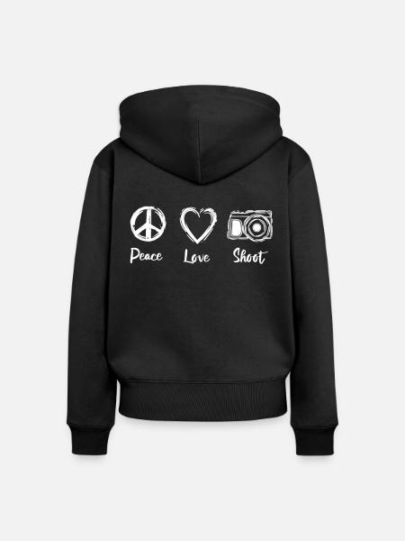 Peace Love Shoot - Frauen Premium Bio Zip Hoodie - Schwarz