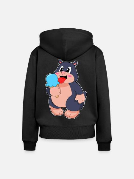 Maulwurf Waffeleis - Frauen Premium Bio Zip Hoodie - Schwarz