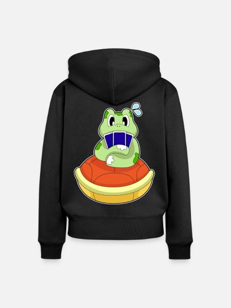 Schildkröte Poker Pokerkarten - Frauen Premium Bio Zip Hoodie - Schwarz