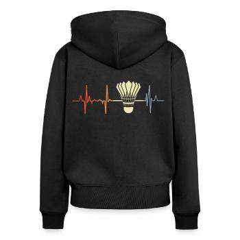 Battement de cœur de badminton - Sweat à capuche zippé Premium bio Femme - noir - Dos - Julia (174cm)