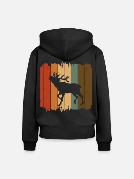 Hirsch - Frauen Premium Bio Zip Hoodie - Schwarz