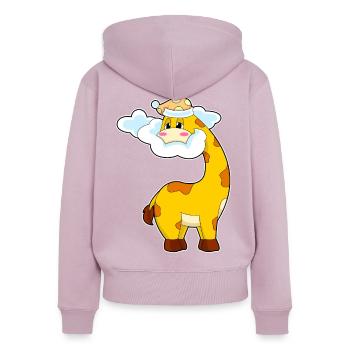 Nuages de girafes - Sweat à capuche zippé Premium bio Femme - rose poudré - Dos - Julia (174cm)