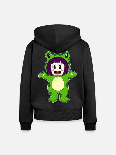 Frosch Mädchen Kostüm - Frauen Premium Bio Zip Hoodie - Schwarz