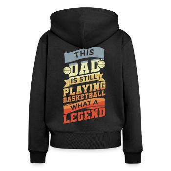Basketball Vater - Frauen Premium Bio Zip Hoodie - Schwarz - Hinten - Julia (174cm)