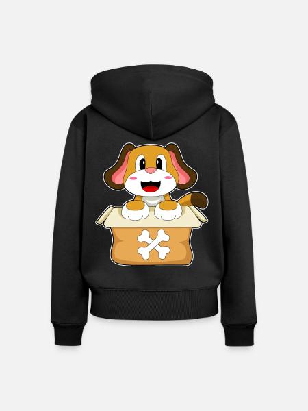 Hund Karton - Frauen Premium Bio Zip Hoodie - Schwarz