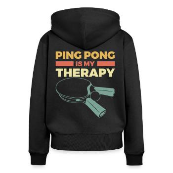 Tischtennisspieler Zitat - Frauen Premium Bio Zip Hoodie - Schwarz - Hinten - Julia (174cm)
