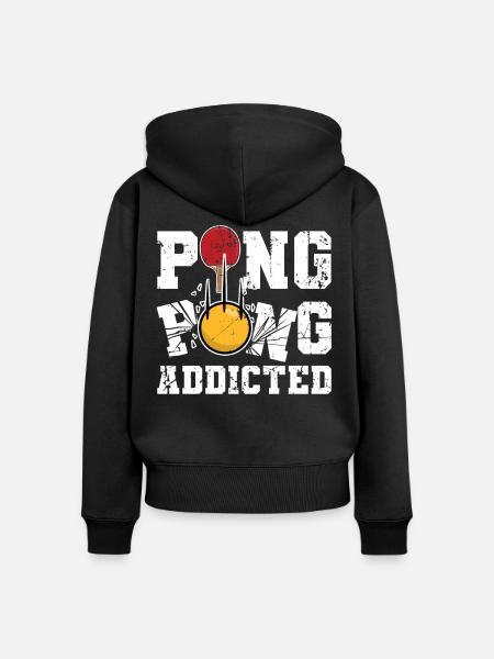 Lustiger Ping Pong Spruch - Frauen Premium Bio Zip Hoodie - Schwarz