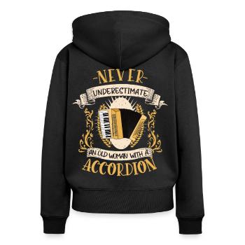 Musicien d’accordéon Cadeau de musique folklorique - Sweat à capuche zippé Premium bio Femme - noir - Dos - Julia (174cm)