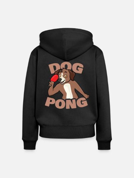 Ping Pong Hund - Frauen Premium Bio Zip Hoodie - Schwarz