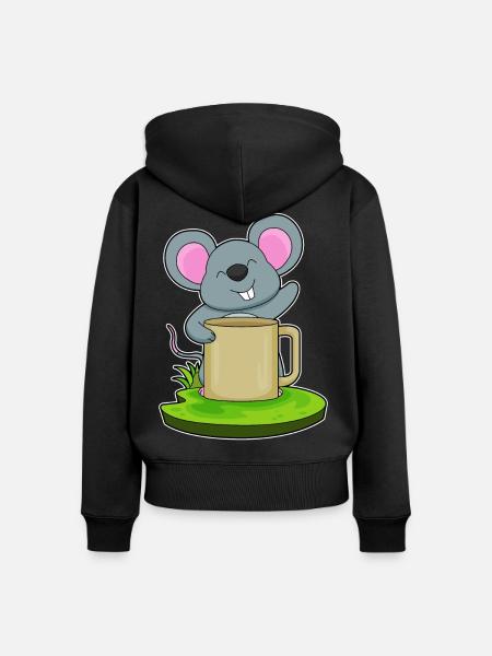 Maus Becher - Frauen Premium Bio Zip Hoodie - Schwarz