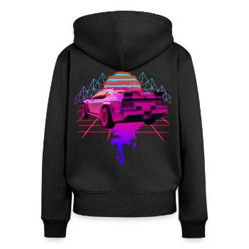 Retro Wave Racing Supercar - Women's Premium Organic Zip Hoodie - black - Back - Julia (174cm)