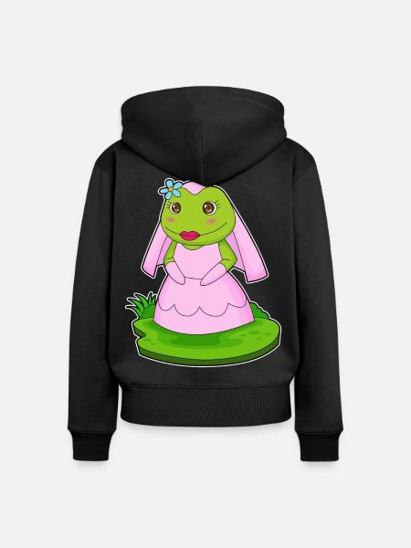 Frosch Braut Schleier Hochzeit - Frauen Premium Bio Zip Hoodie - Schwarz
