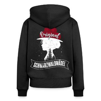 Original Schwarzwaldmädel Schwarzwald Bollenhut - Frauen Premium Bio Zip Hoodie - Schwarz - Hinten - Julia (174cm)