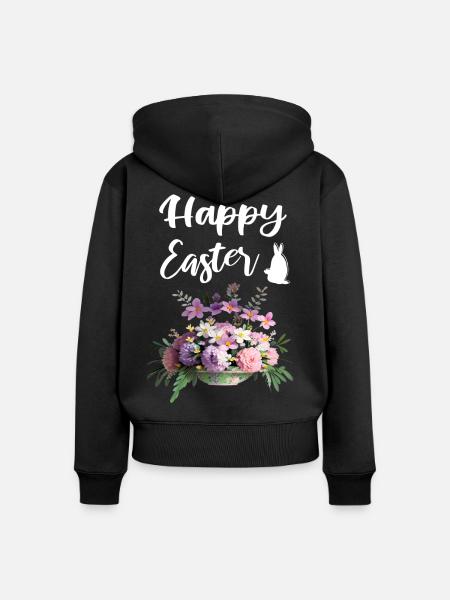 Frohe Oster Blumen Blumenstrauß - Frauen Premium Bio Zip Hoodie - Schwarz