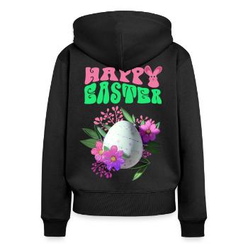 Happy Easter Flowers Easter Egg - Women's Premium Organic Zip Hoodie - black - Back - Julia (174cm)