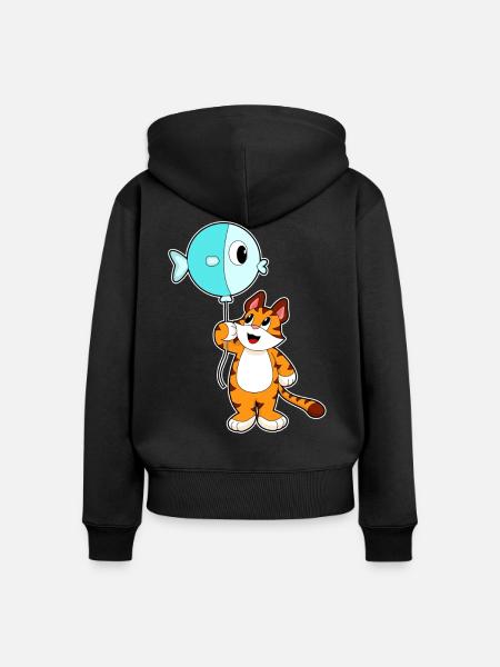 Tiger Luftballon - Frauen Premium Bio Zip Hoodie - Schwarz